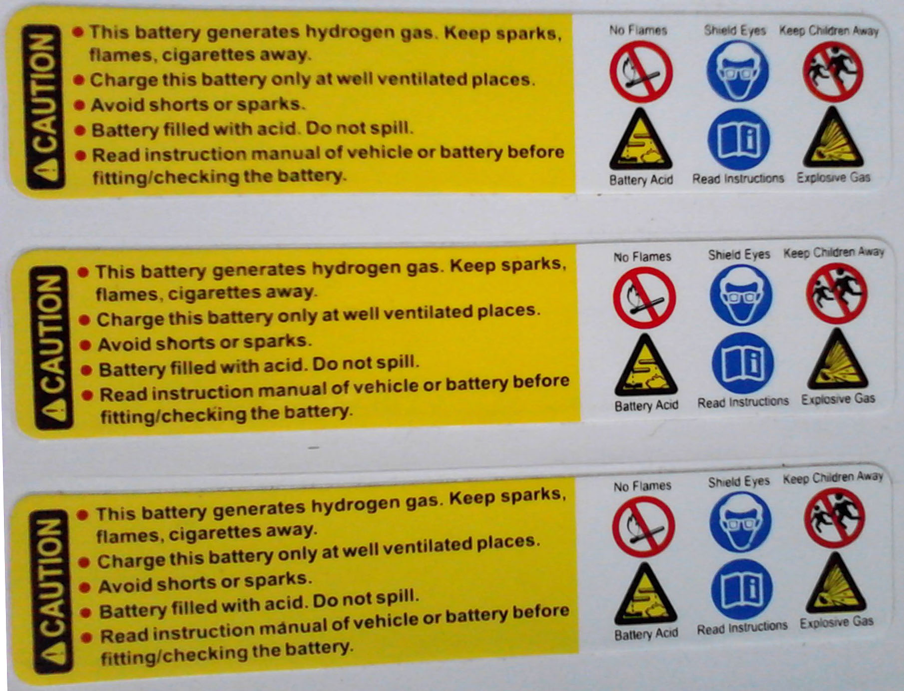 ACID RESISTANCE BATTERY STICKERS