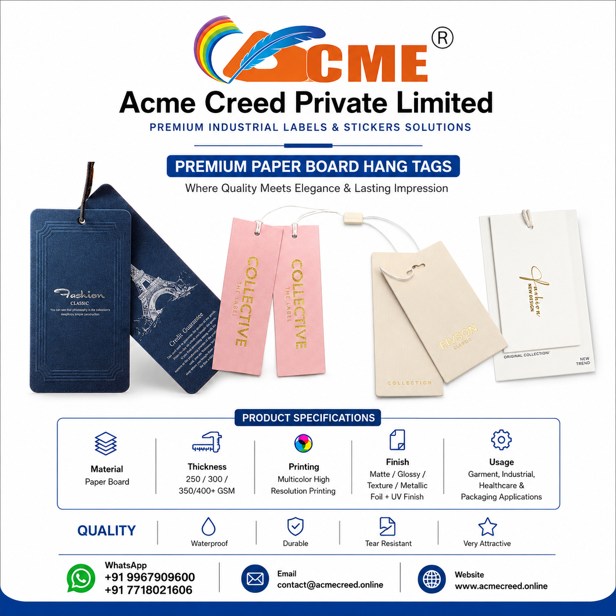PRINTED PAPER BOARD HANG TAG