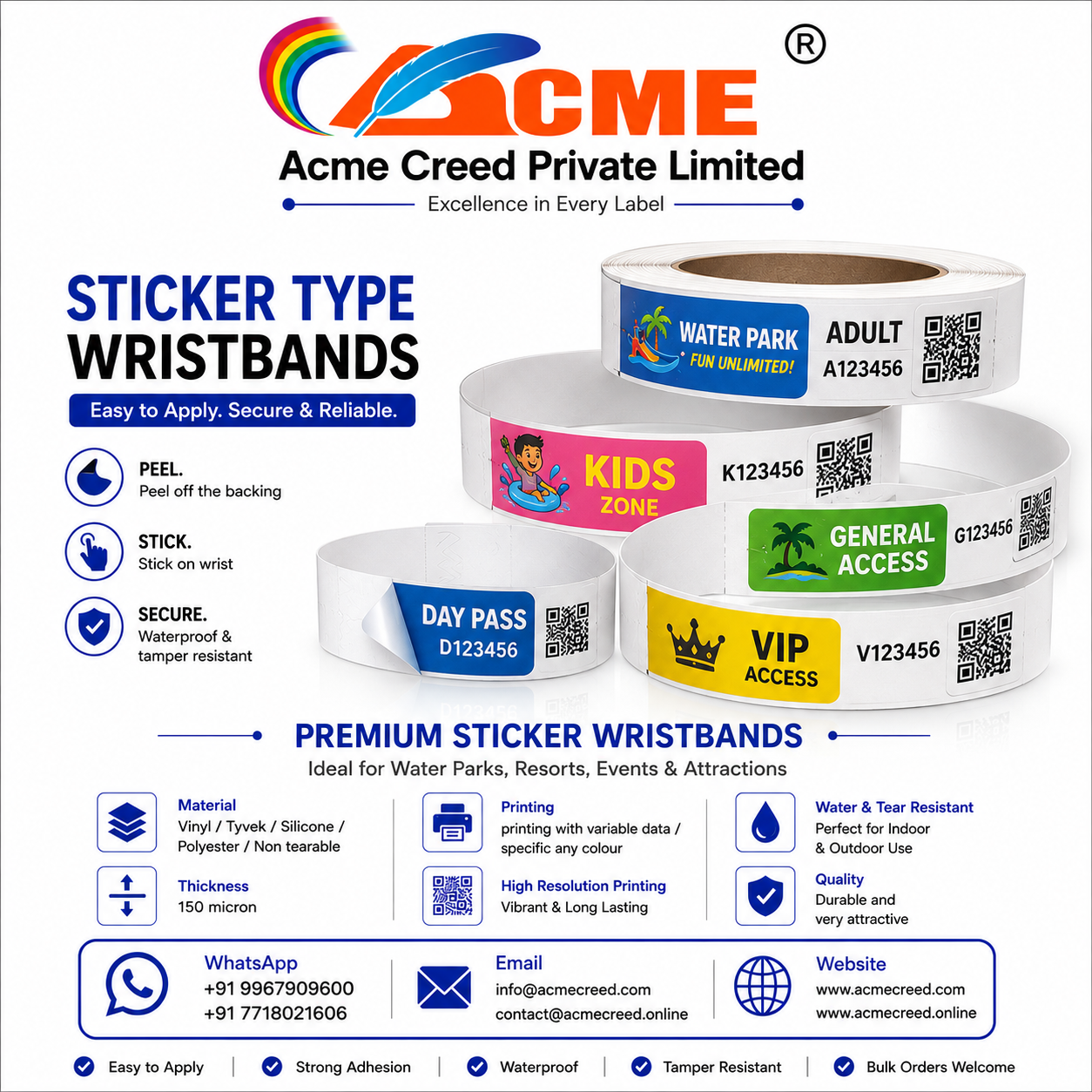 WRIST BAND Temperevident sticker b